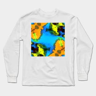 Psychedelic Hippie Square Blue Yellow and Green Long Sleeve T-Shirt